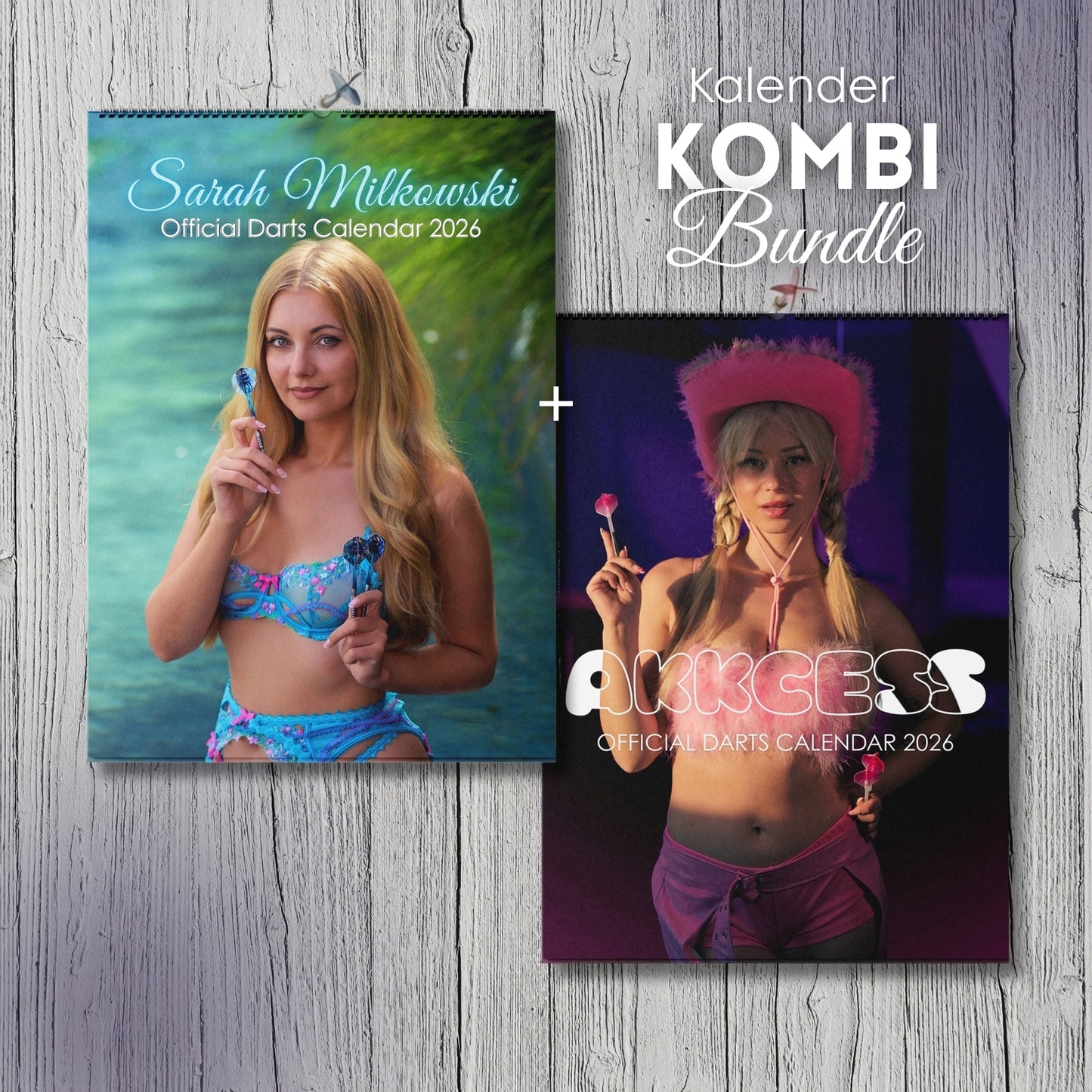 Sarah Milkowski & Akkcess Kalender Signiertes Kombi Bundle 2026 – 2er Set Wandkalender DIN A3