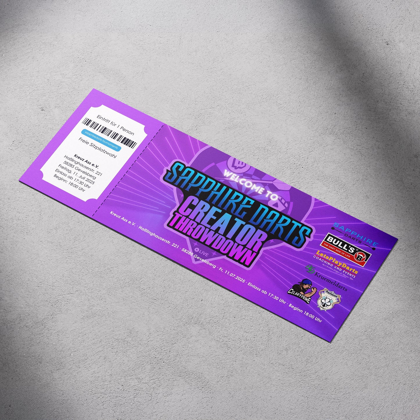 Sapphiredarts Creator Throwdown Eintrittsticket + Gutschein