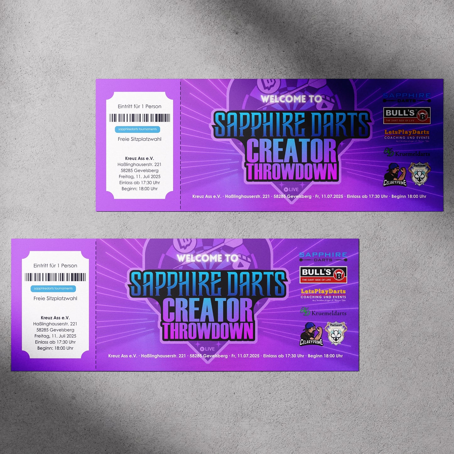 Sapphiredarts Creator Throwdown Eintrittsticket + Gutschein
