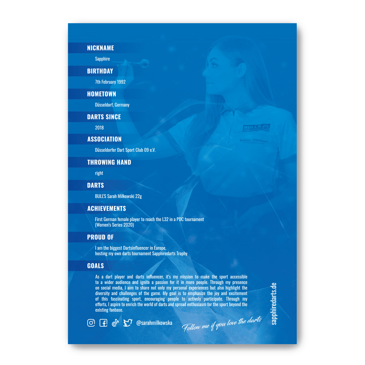 New Sarah "Sapphire" Milkowski signierte Autogrammkarte