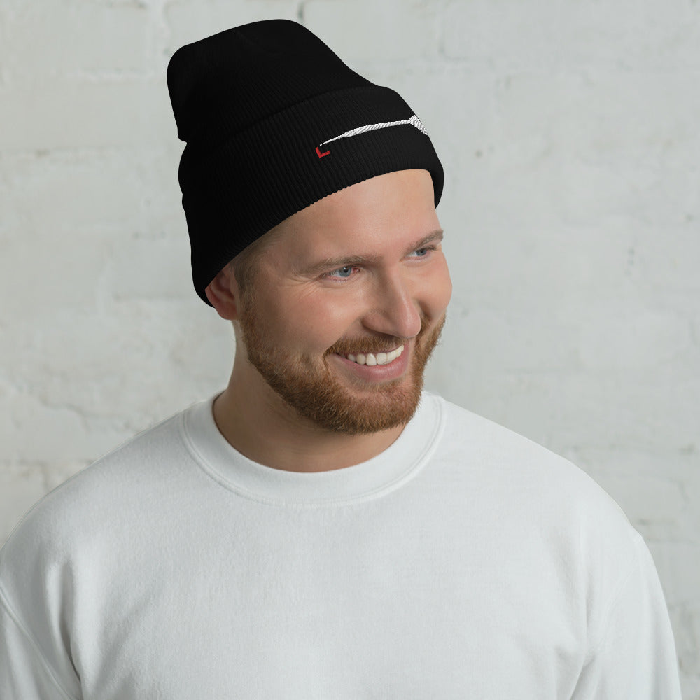 Umgeschlagene Beanie Dartpfeil Grunge by Lupo Schwarz