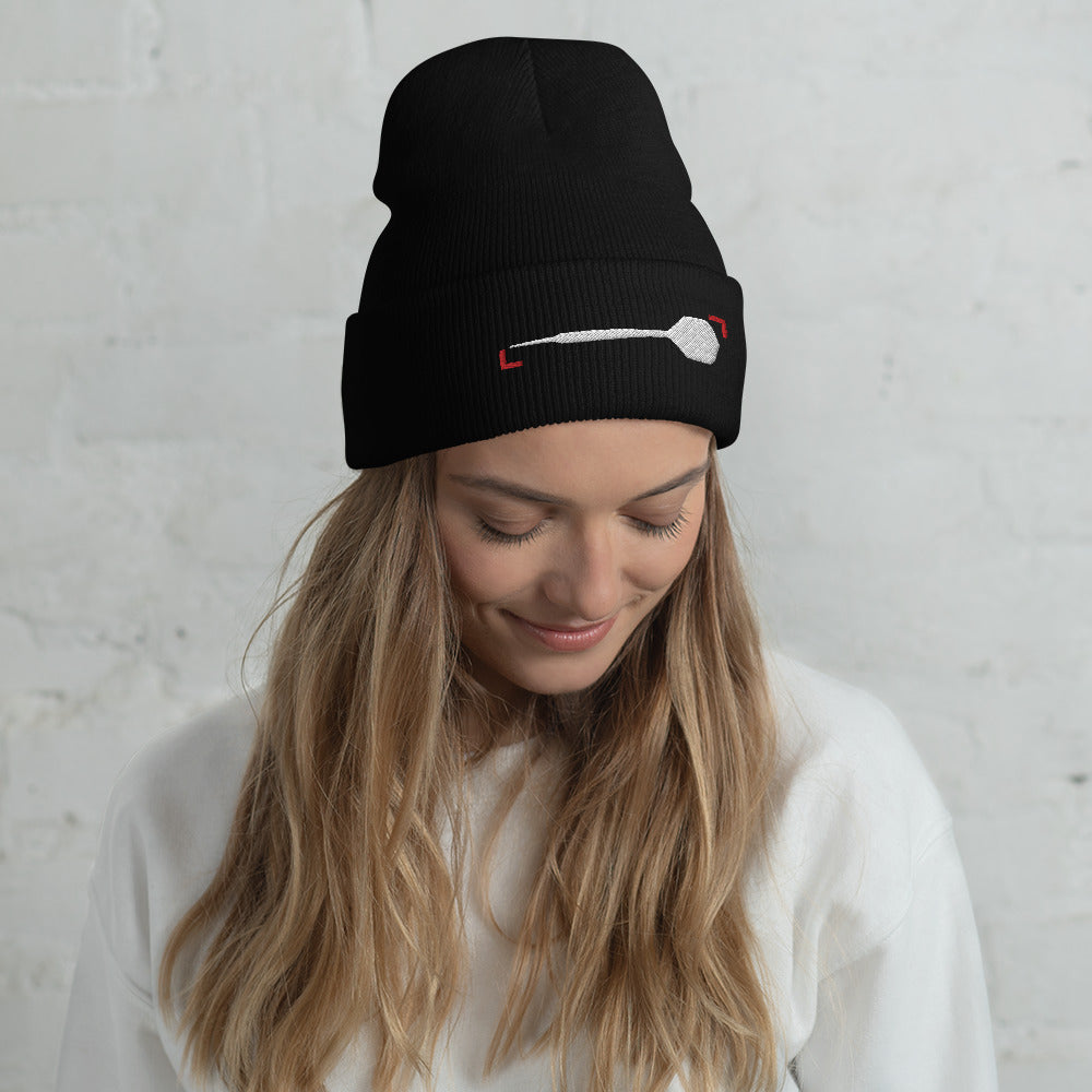 Umgeschlagene Beanie Dartpfeil Grunge by Lupo Schwarz
