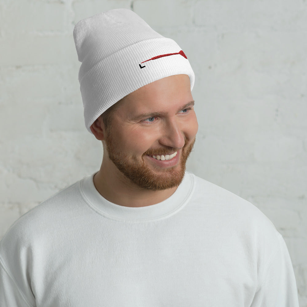 Umgeschlagene Beanie Dartpfeil Grunge by Lupo Weiß