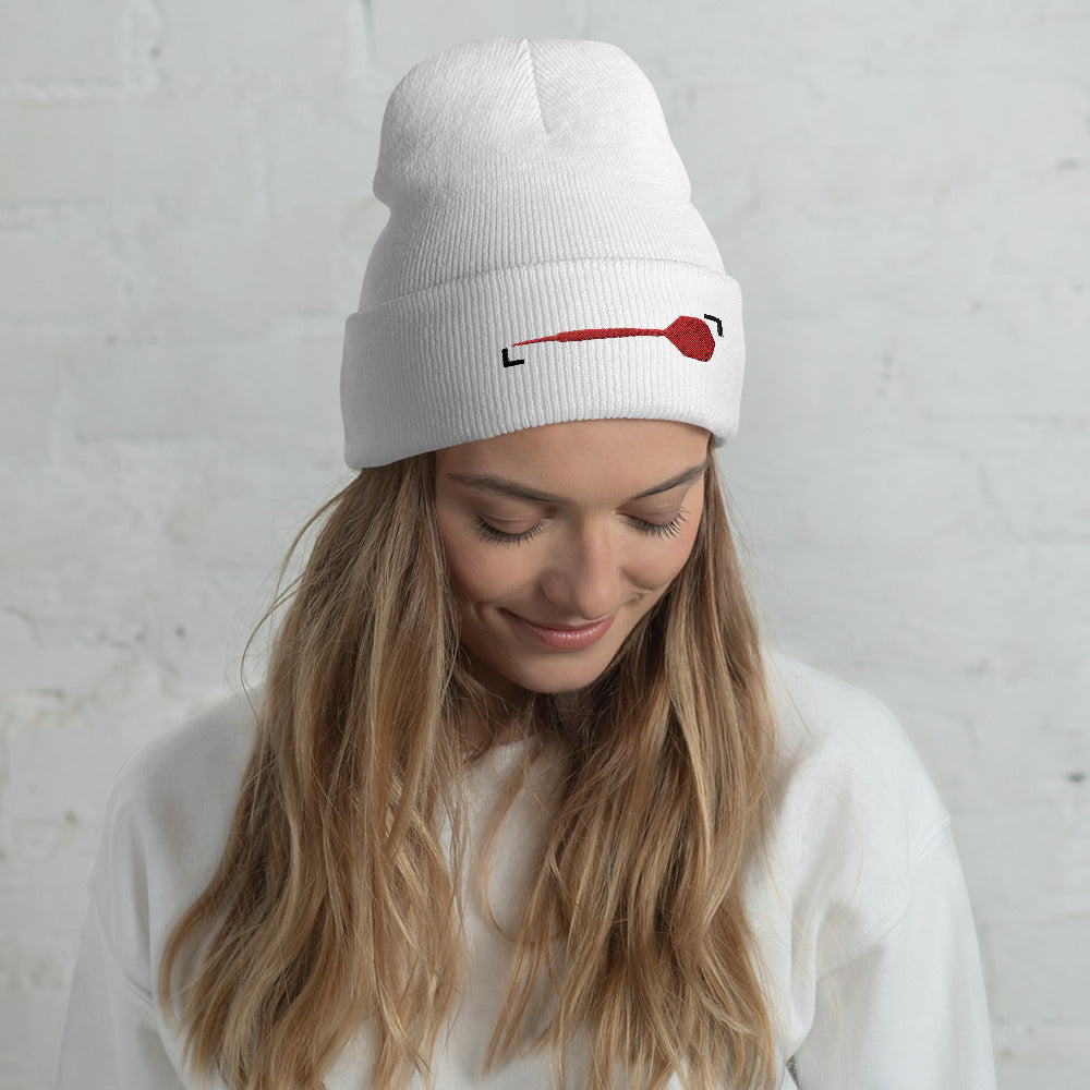 Umgeschlagene Beanie Dartpfeil Grunge by Lupo Weiß
