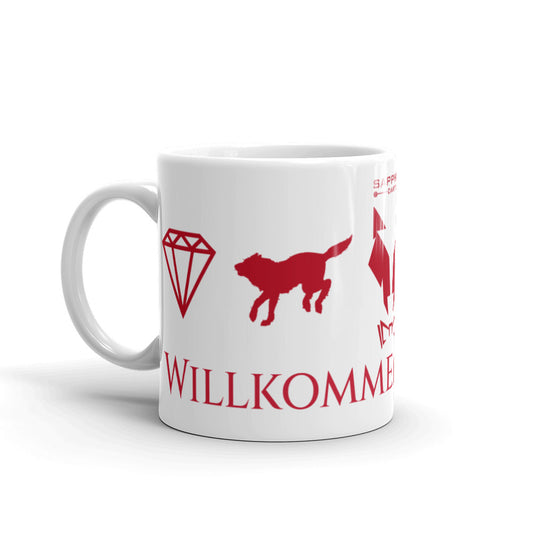 Tasse Weiß, glänzend Kaffeetasse Lupo "Willkommen im Rudel"