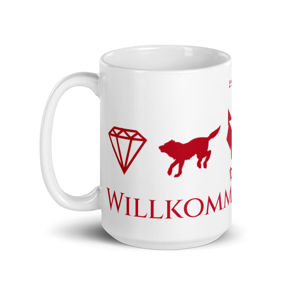 Tasse Weiß, glänzend Kaffeetasse Lupo "Willkommen im Rudel"